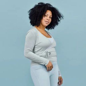 Girflriend Collective Wrap Top - Pebble Light Blue